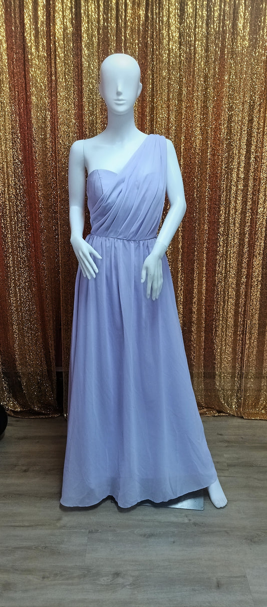 Lavender one shoulder chiffon bridesmaids dress