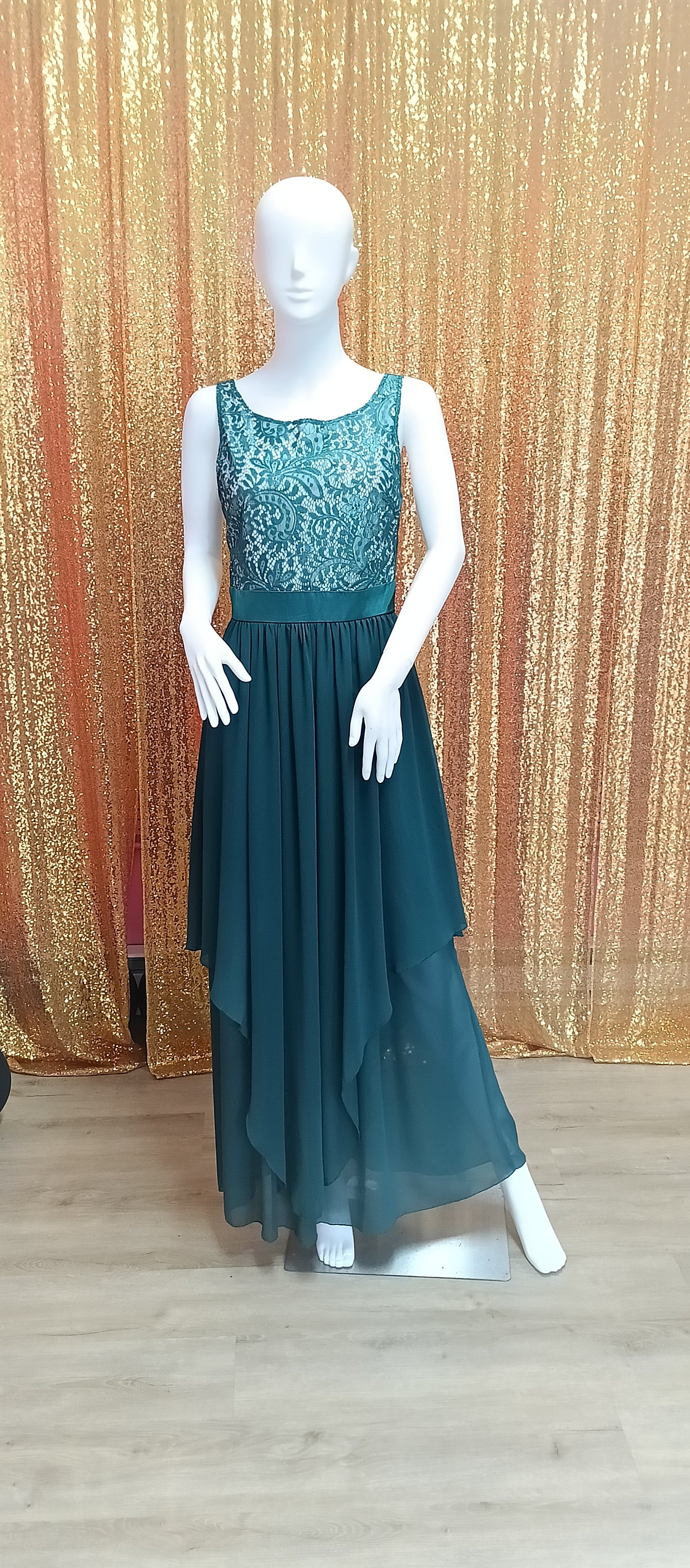 Emerlad Green lace chiffon bridesmaids dress