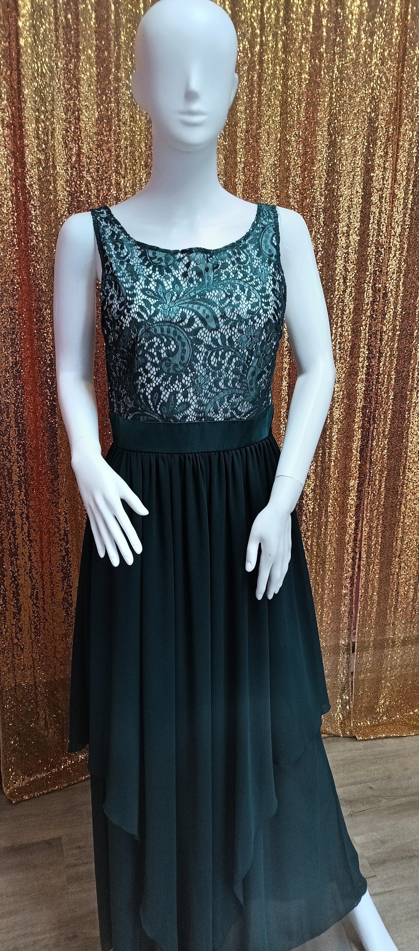 Emerlad Green lace chiffon bridesmaids dress