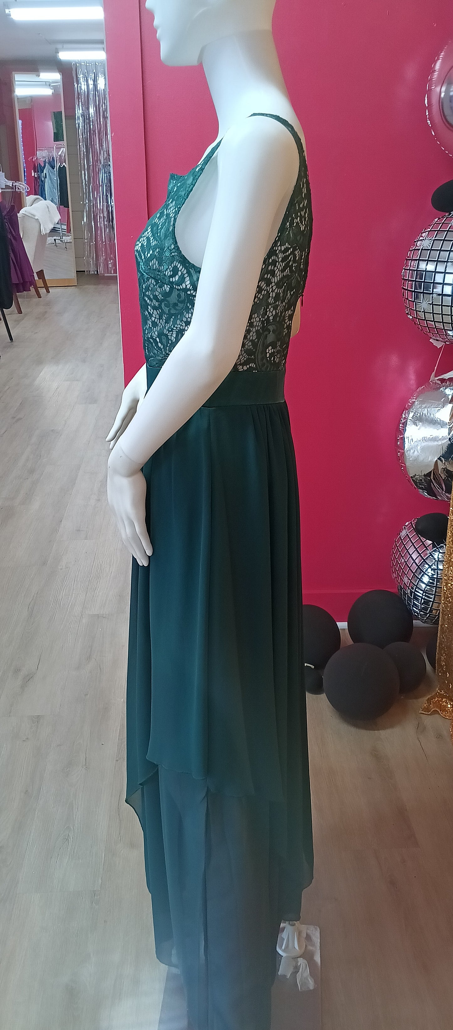 Emerlad Green lace chiffon bridesmaids dress