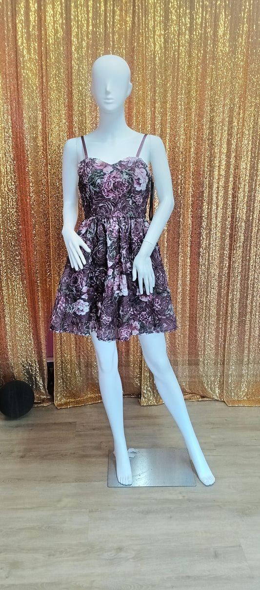 Purple Floral fit and flare
