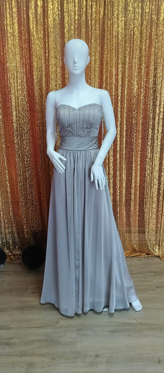 Taupe chiffon bridesmaid dress