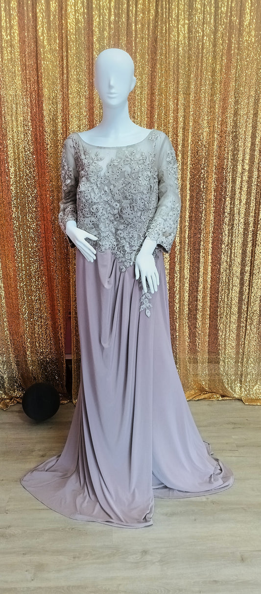 Cameron Blake mink long sleeve formal dress
