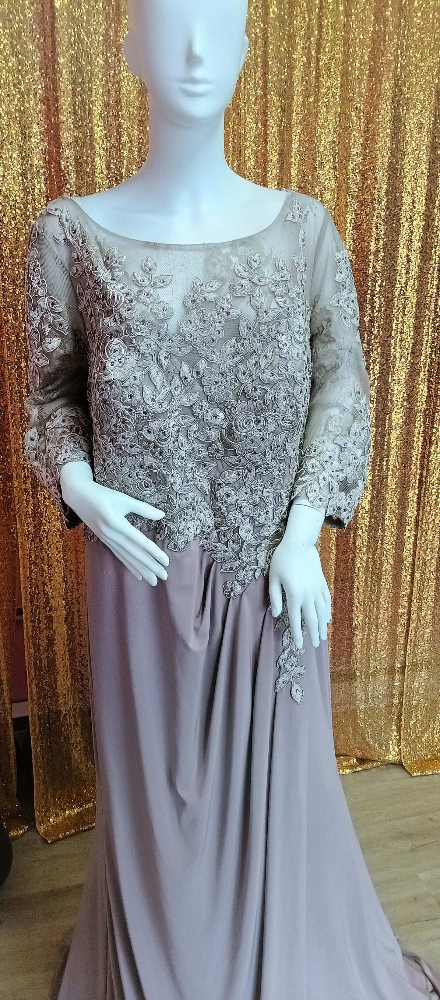 Cameron Blake mink long sleeve formal dress