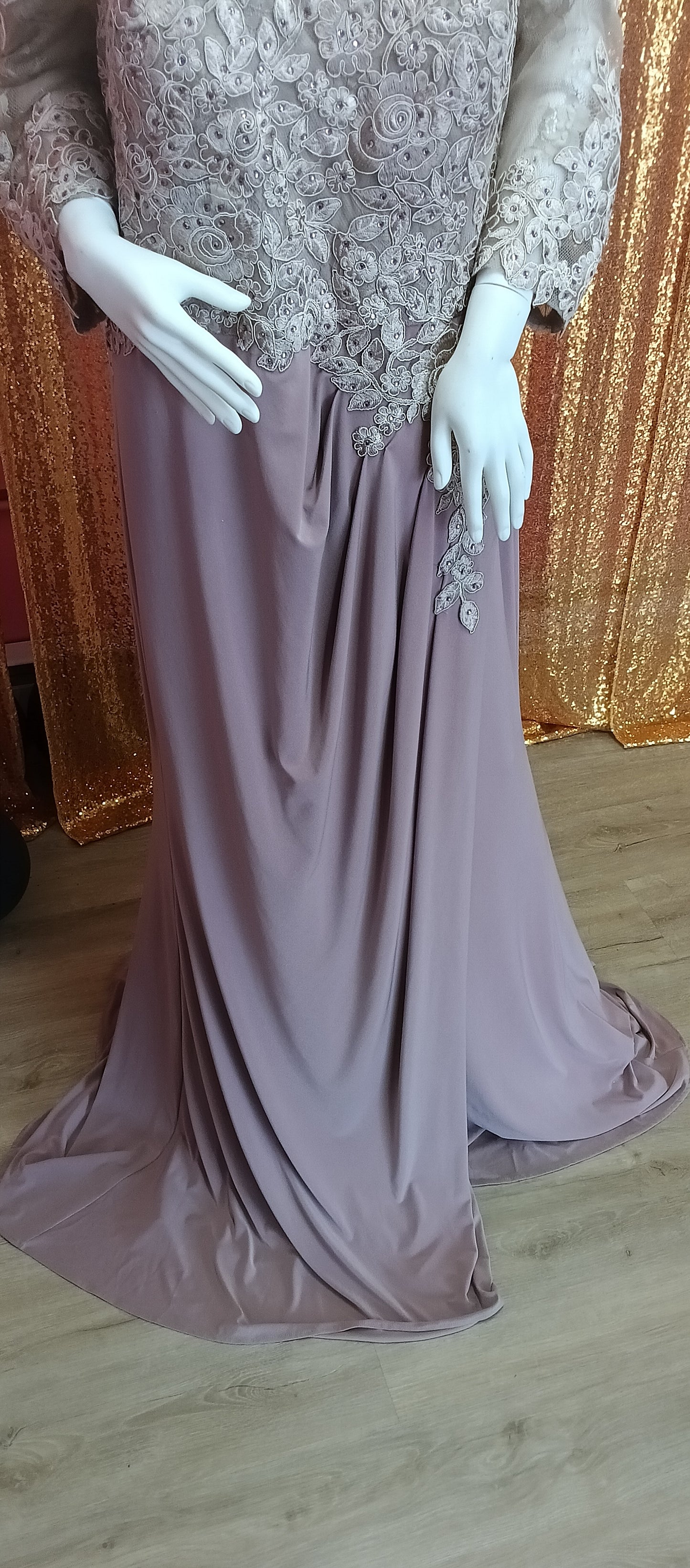 Cameron Blake mink long sleeve formal dress