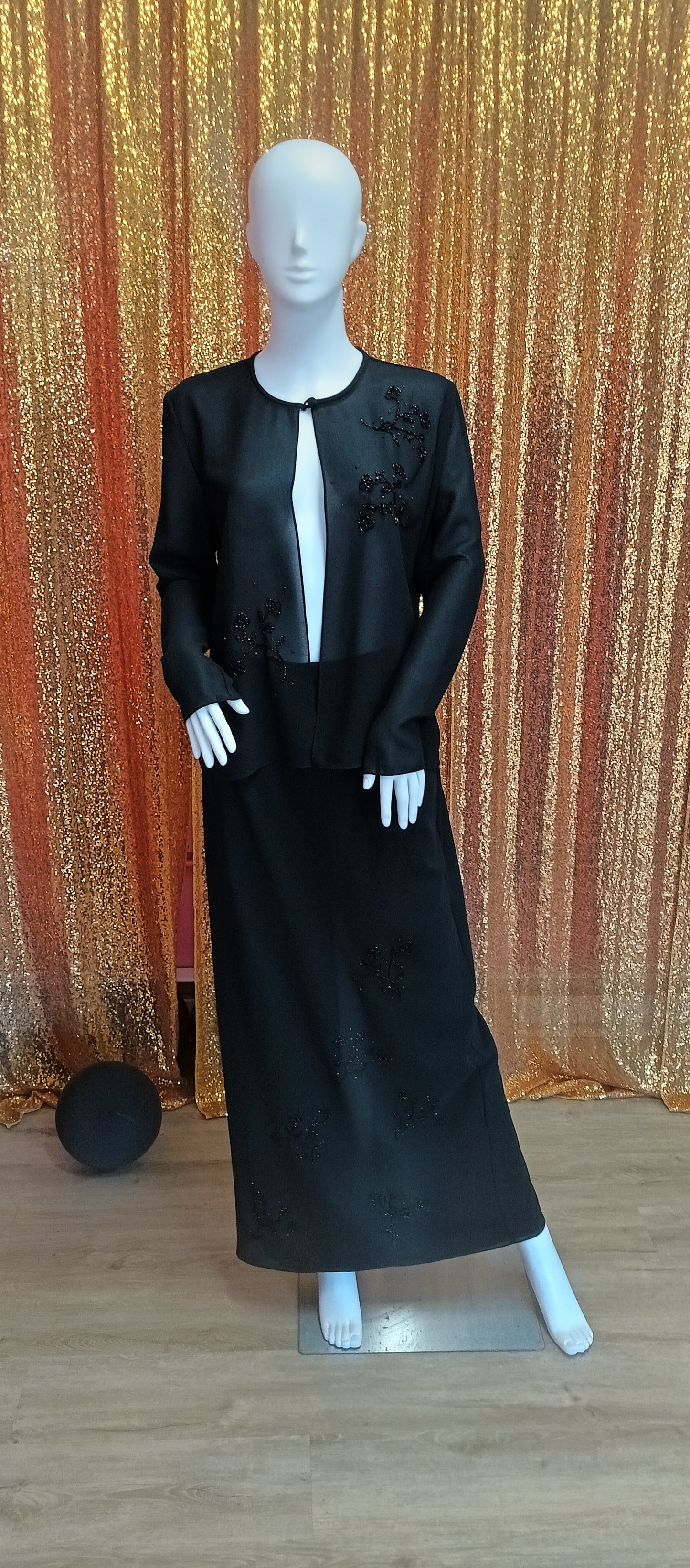 After dark 2 piece black skirt and top