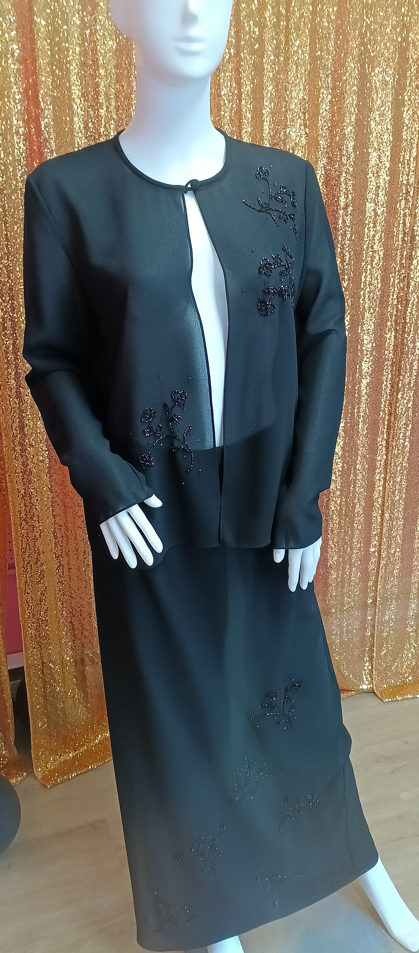 After dark 2 piece black skirt and top