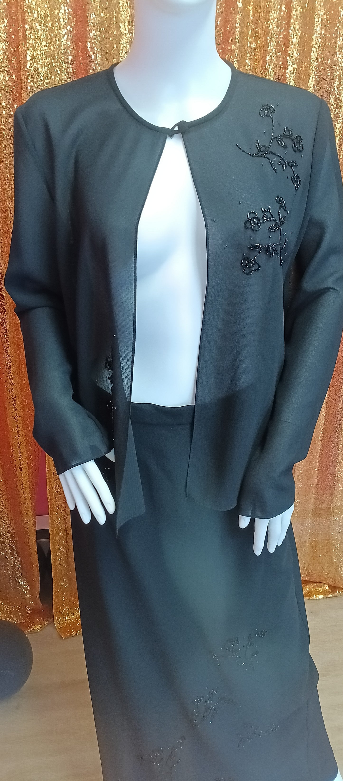 After dark 2 piece black skirt and top