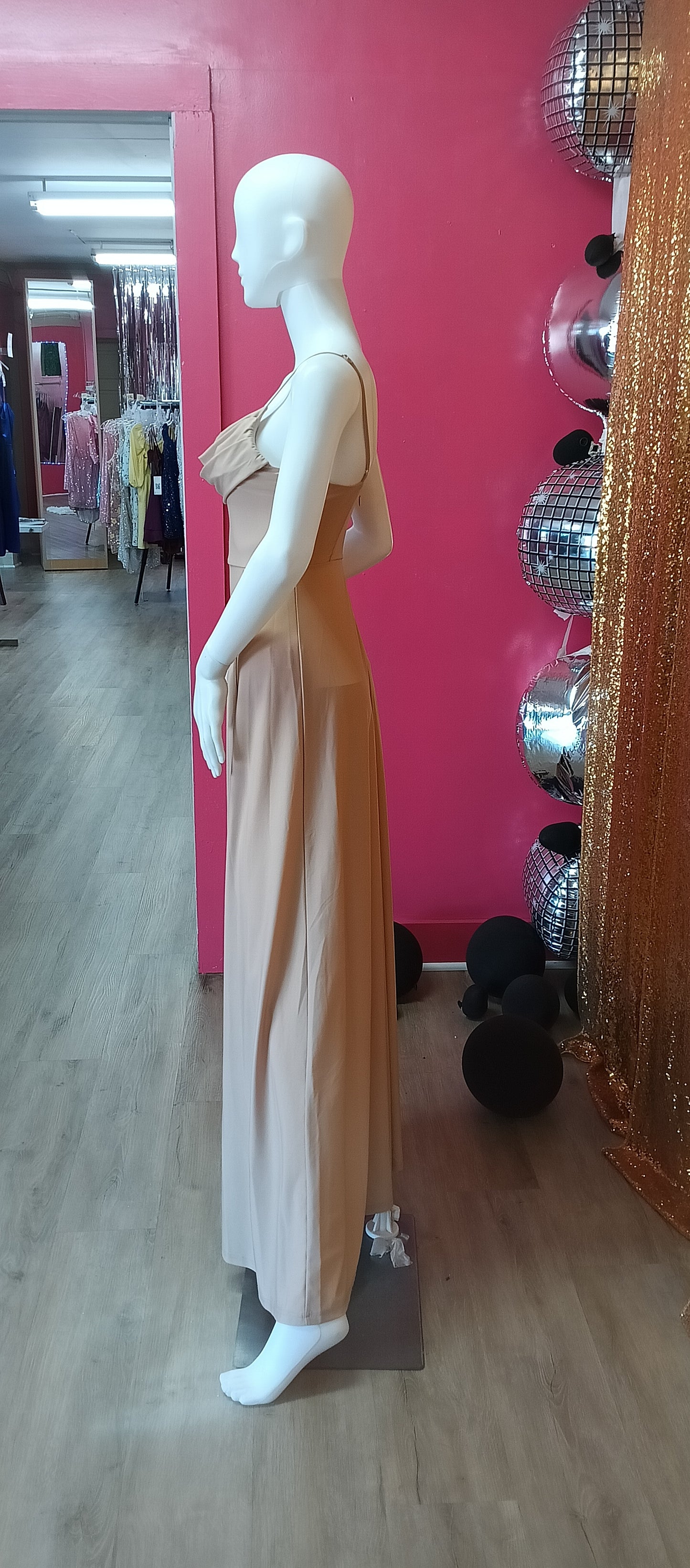 Champagne satin bridesmaid dress