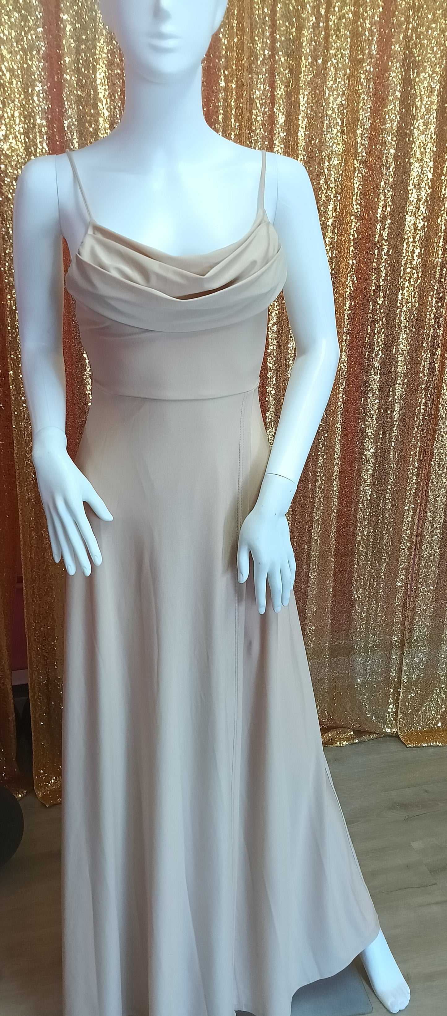 Champagne satin bridesmaid dress