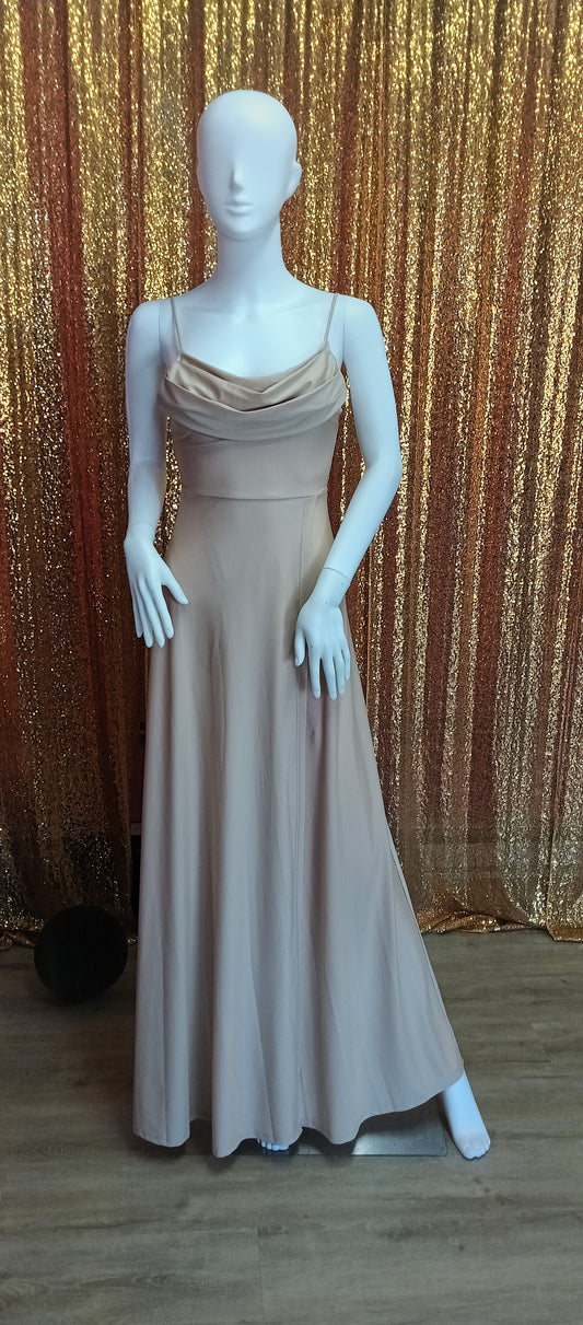 Champagne satin bridesmaid dress
