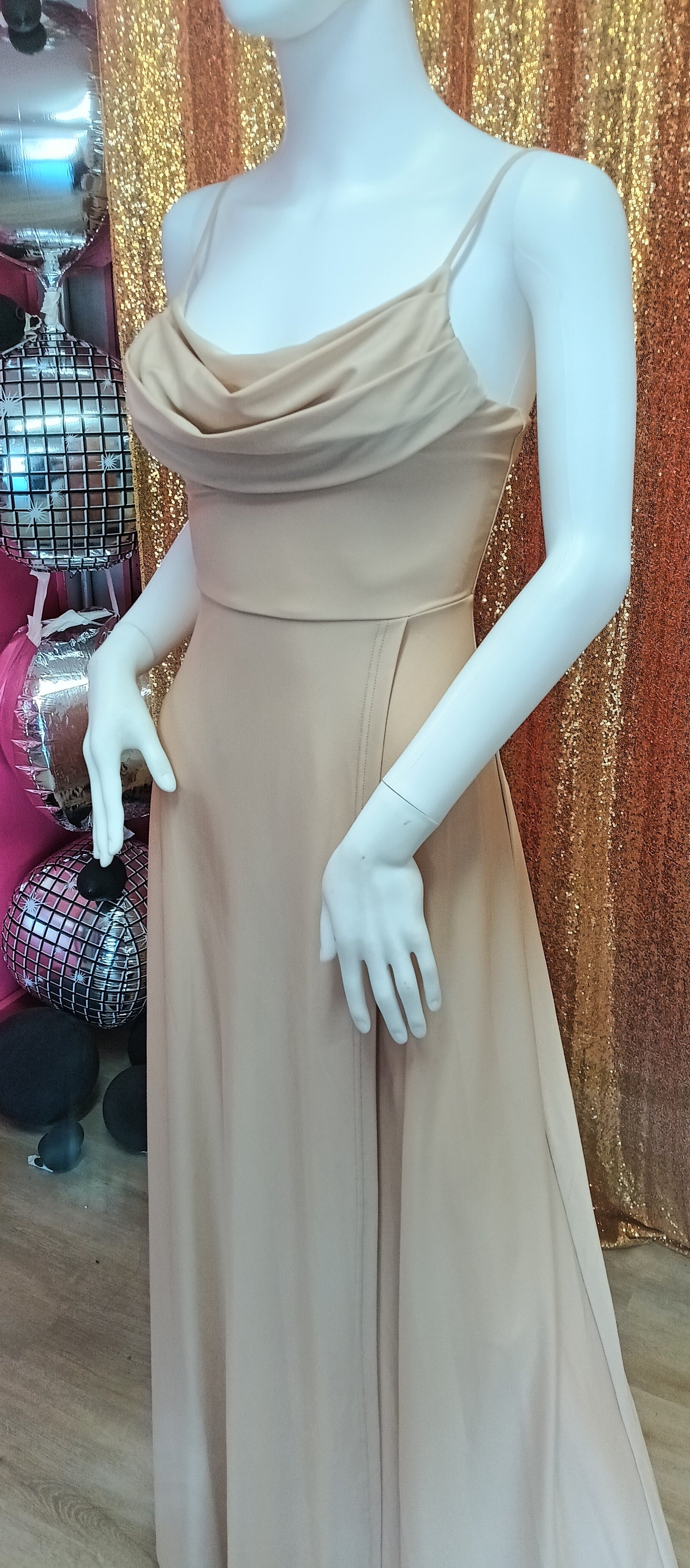 Champagne satin bridesmaid dress