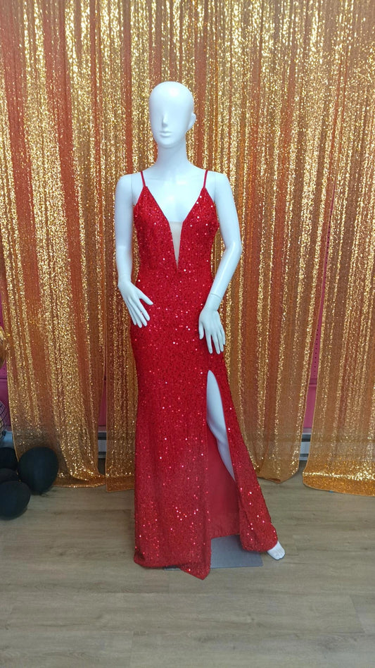 Red Spaghetti Strap Prom Dress