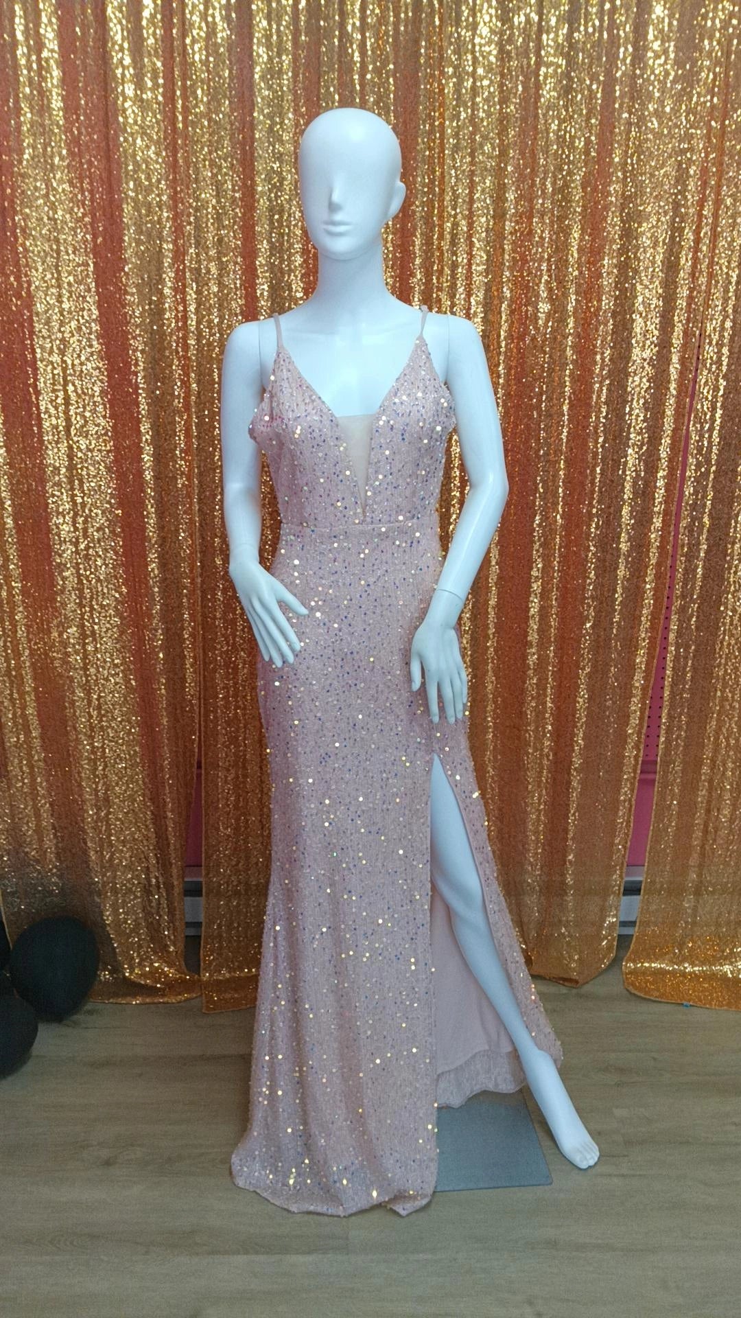 Baby Pink Spaghetti Strap Prom Dress