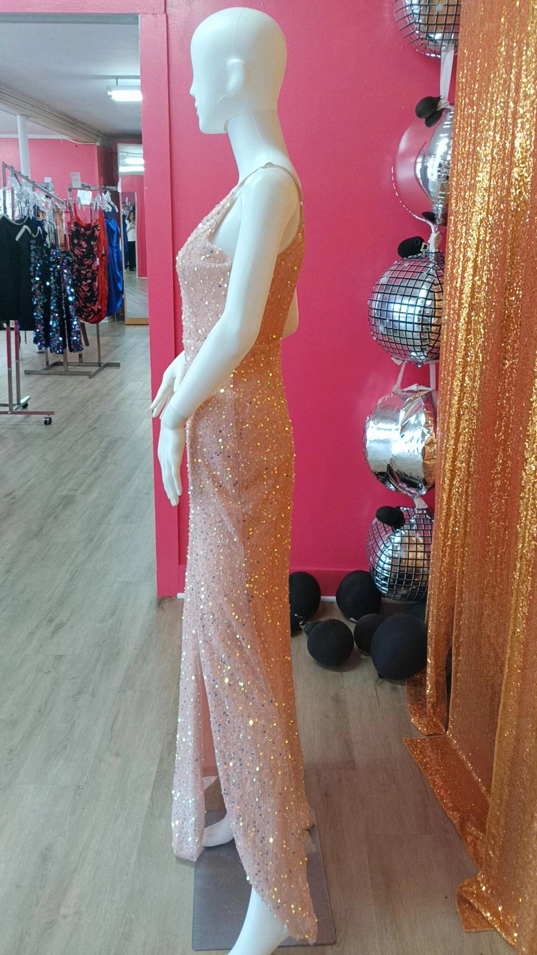 Baby Pink Spaghetti Strap Prom Dress