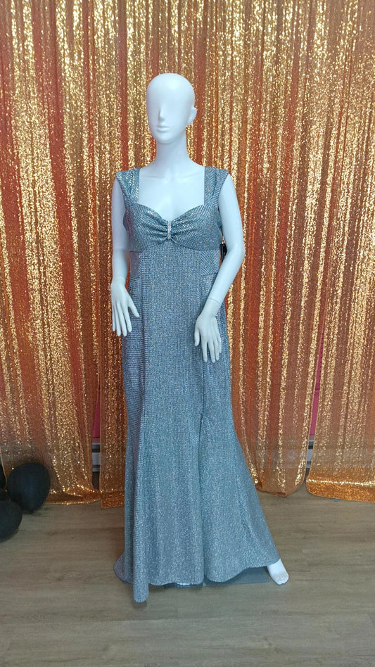 R & M Richards silver sparkle formal dress