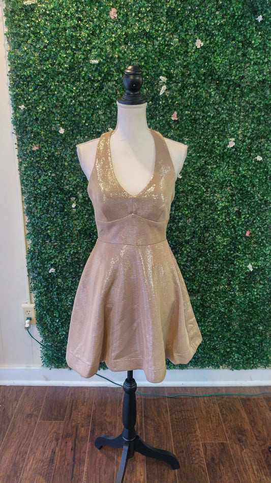 Teeze me gold fit and flare dress