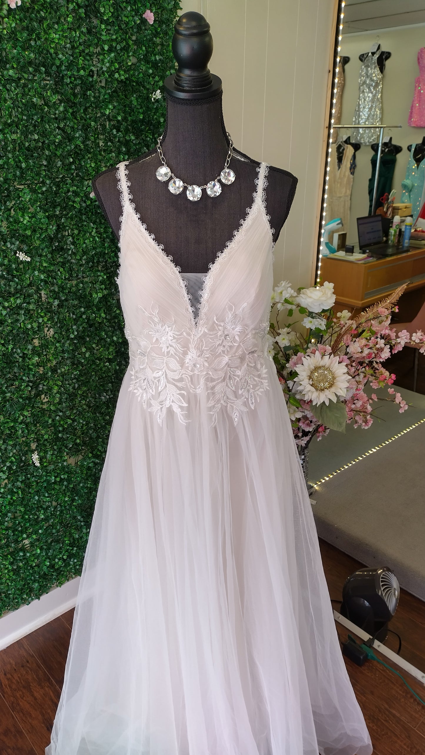 Floral chiffon Ball gown Bridal Dress