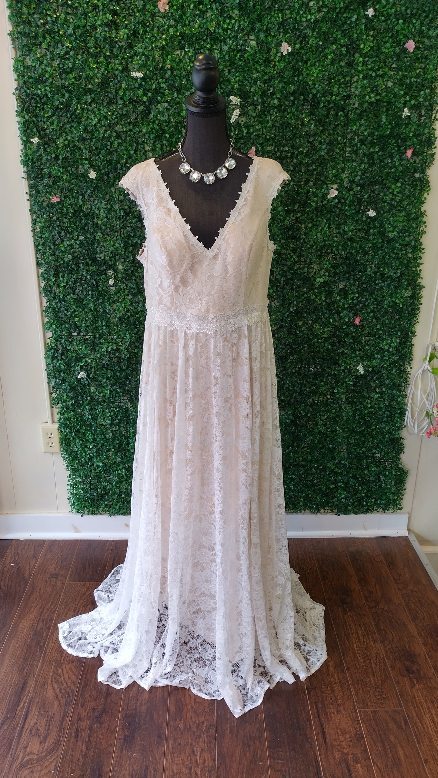 Floral lace bridal dress