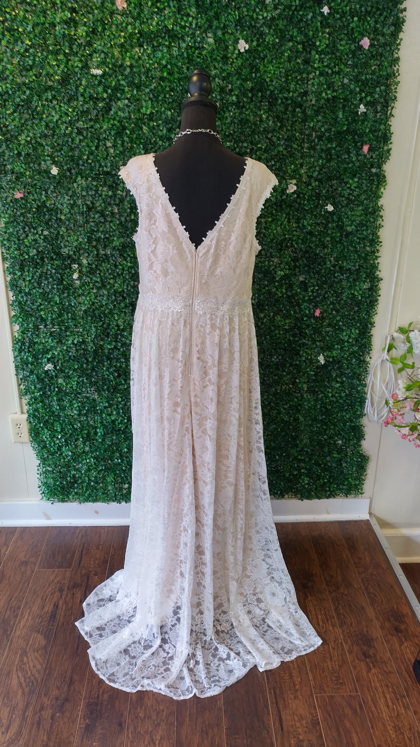 Floral lace bridal dress