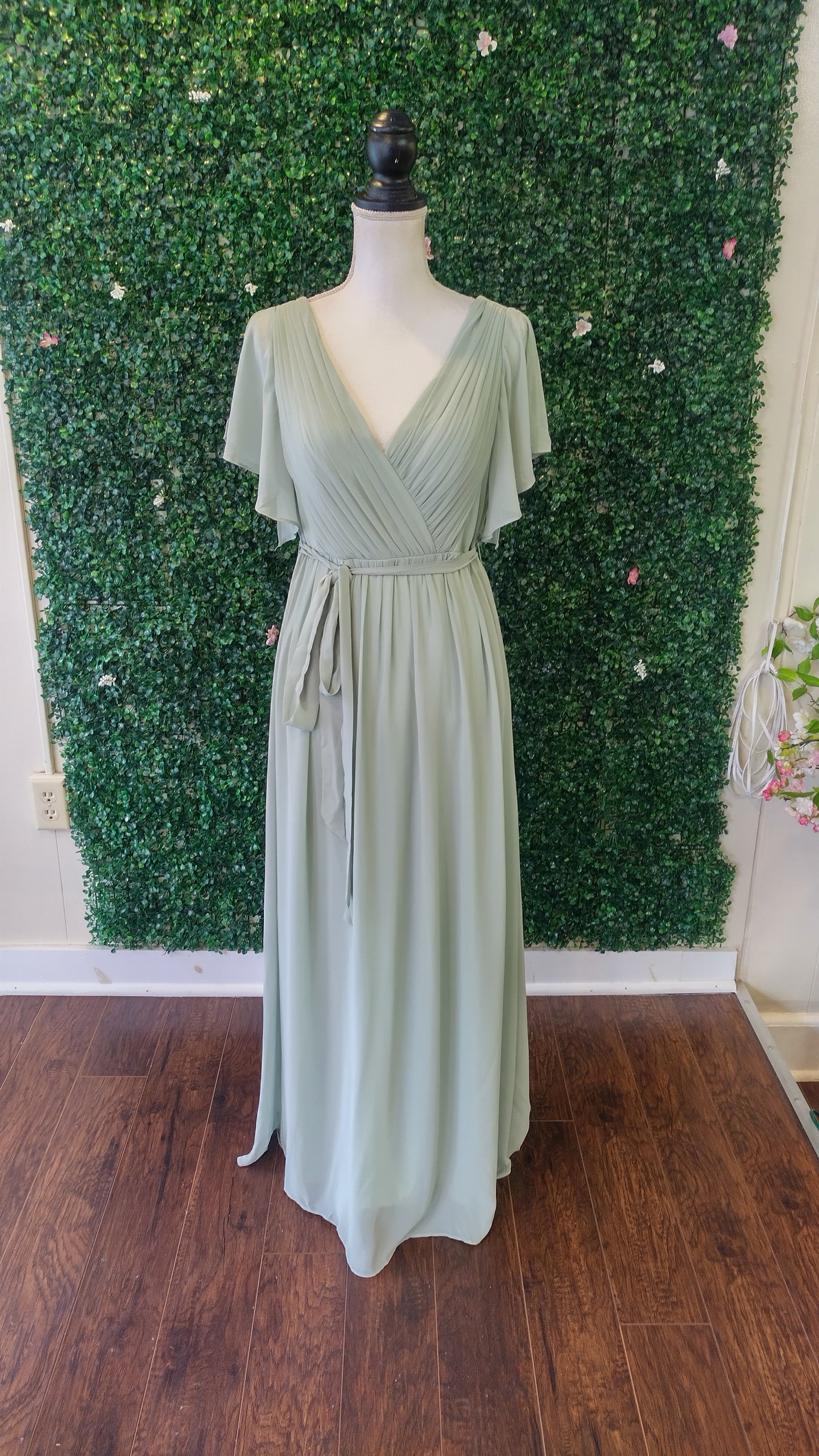 Sage green sweet heart chiffon bridesmaids dress