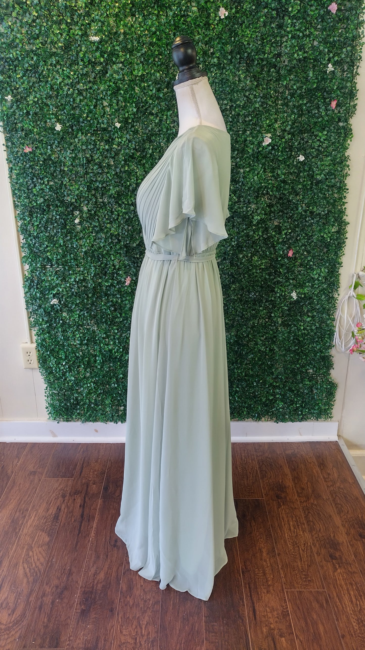 Sage green sweet heart chiffon bridesmaids dress