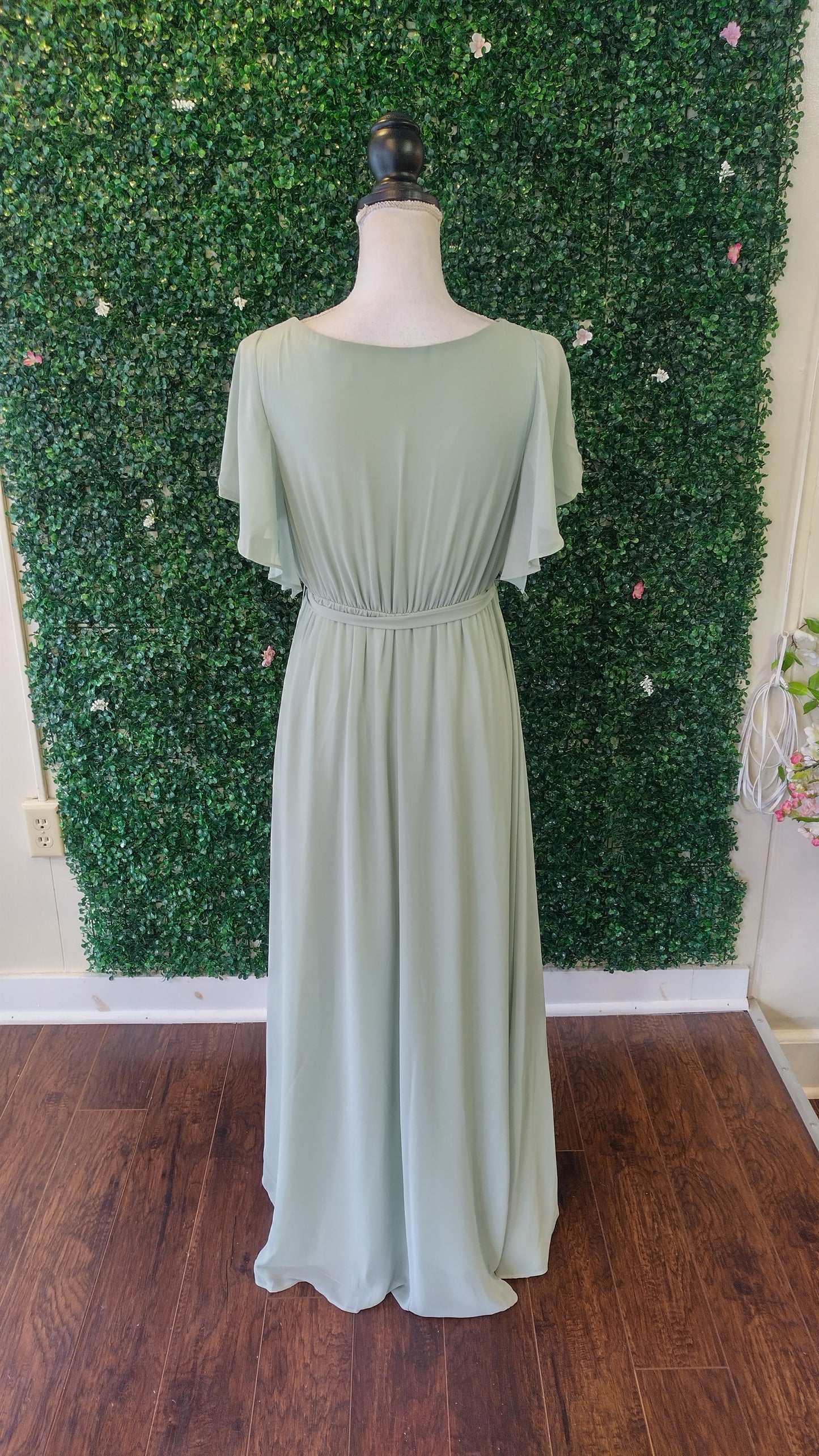 Sage green sweet heart chiffon bridesmaids dress