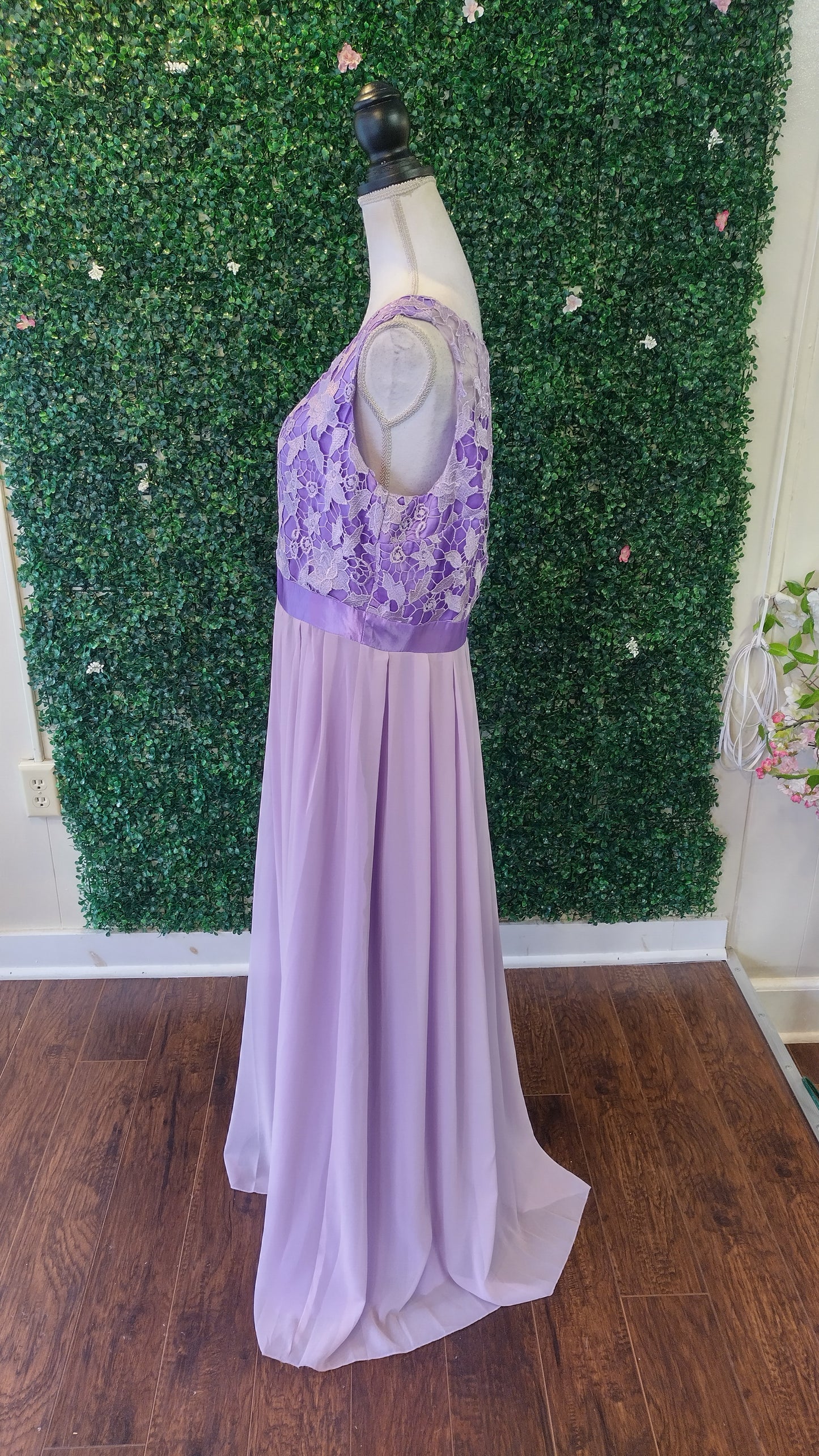 Lavender Floral chiffon bridesmaids dress