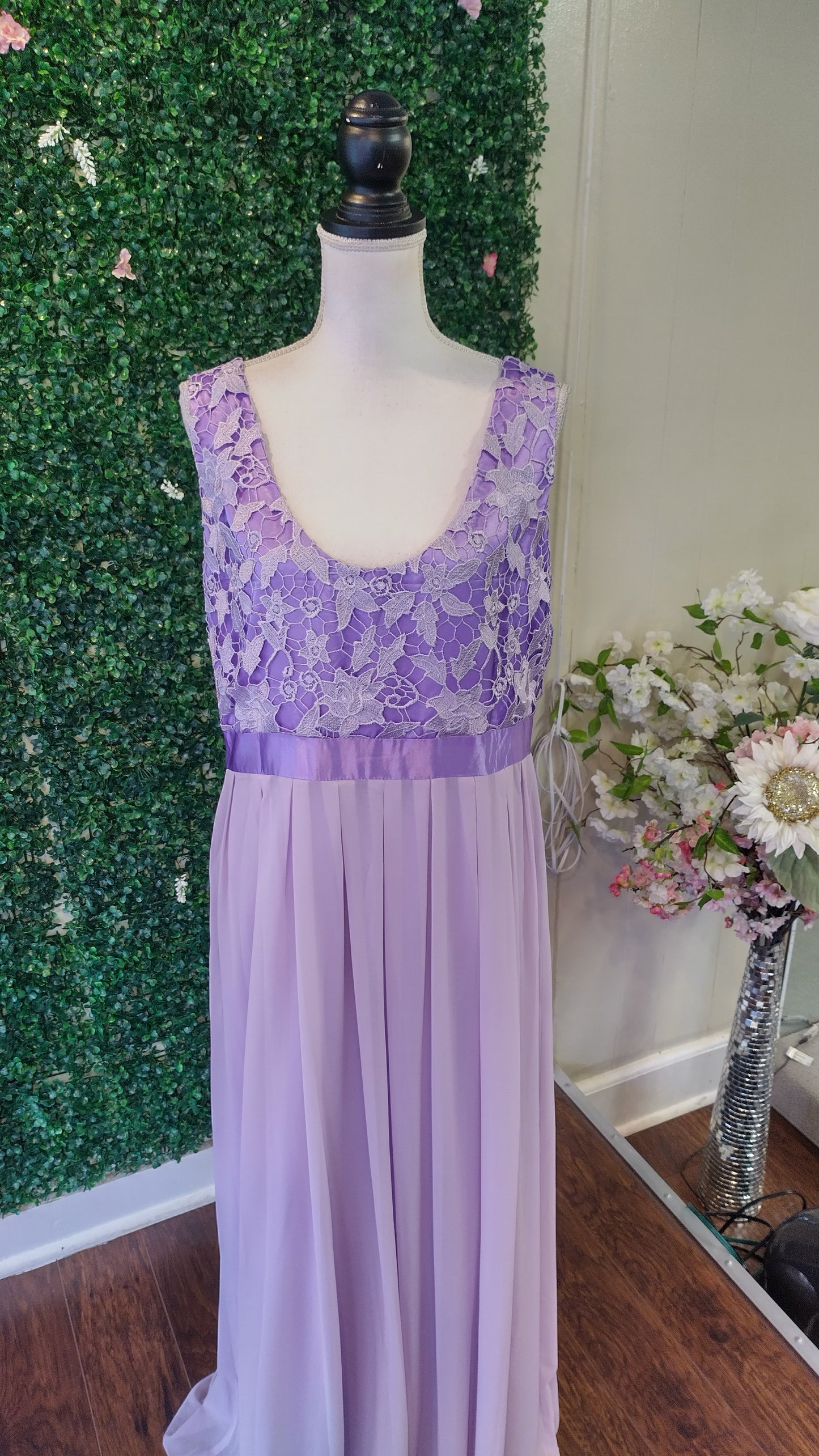 Lavender Floral chiffon bridesmaids dress