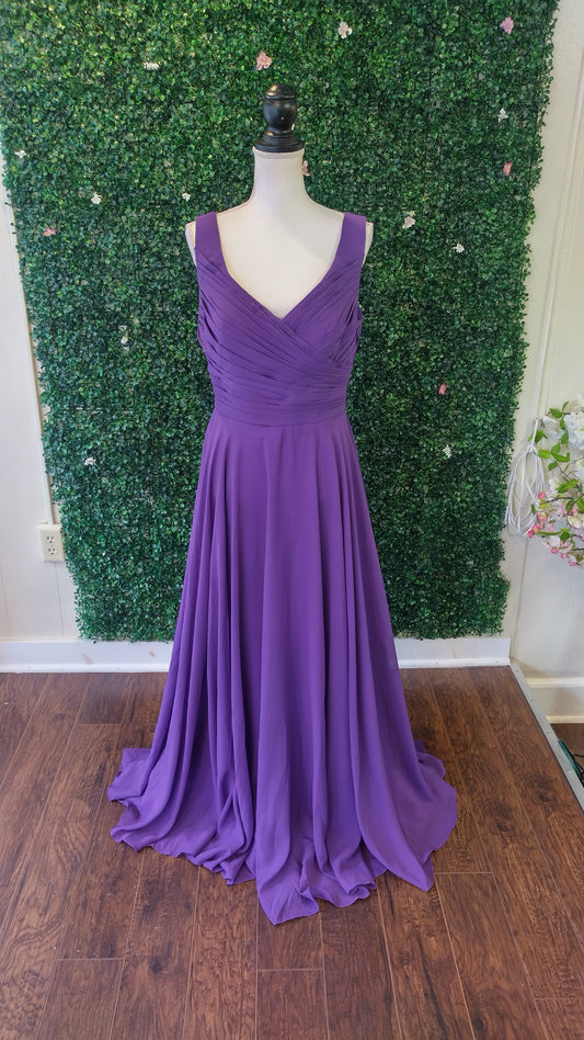 Dark purple chiffon bridesmaids dress