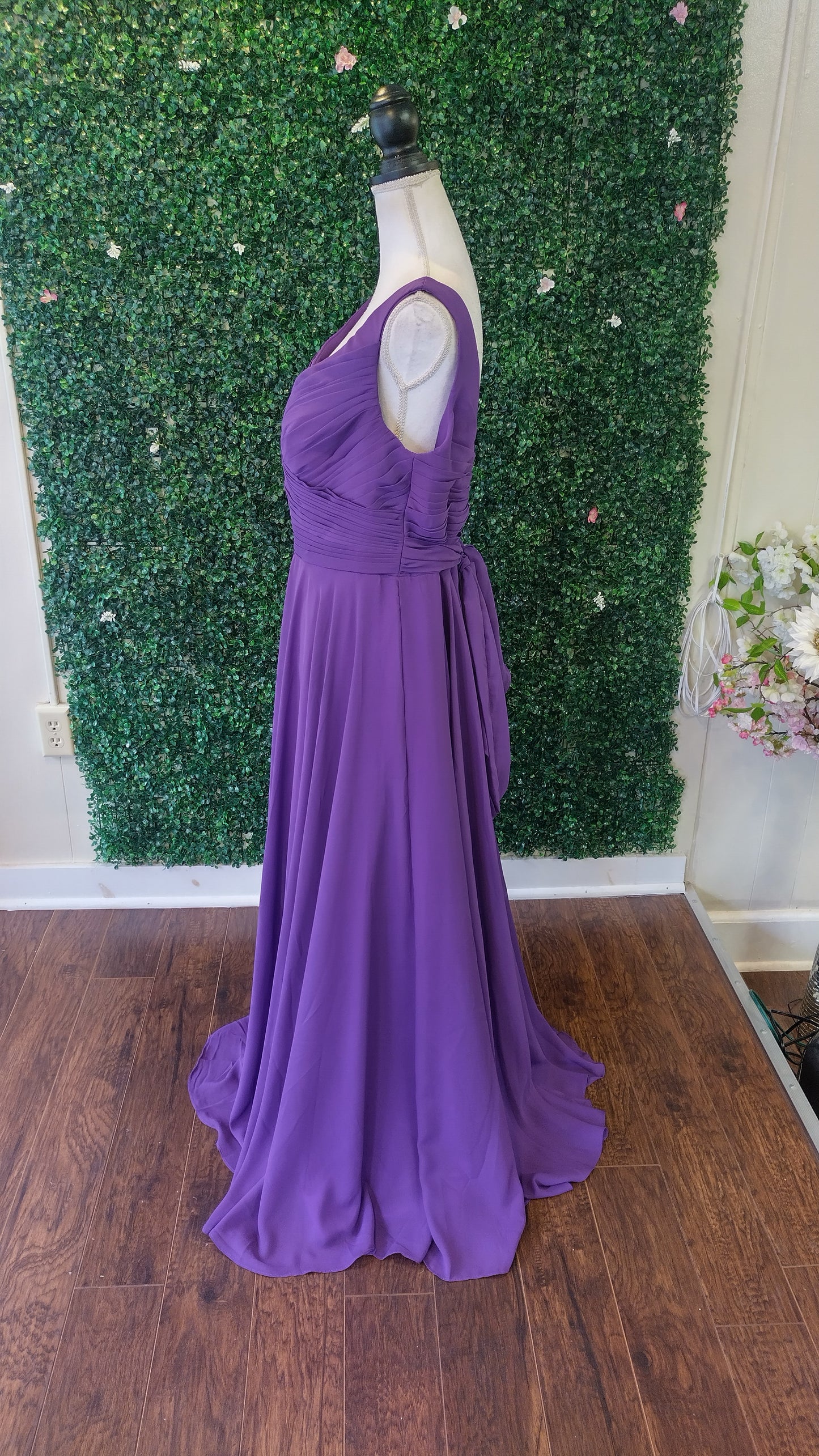 Dark purple chiffon bridesmaids dress