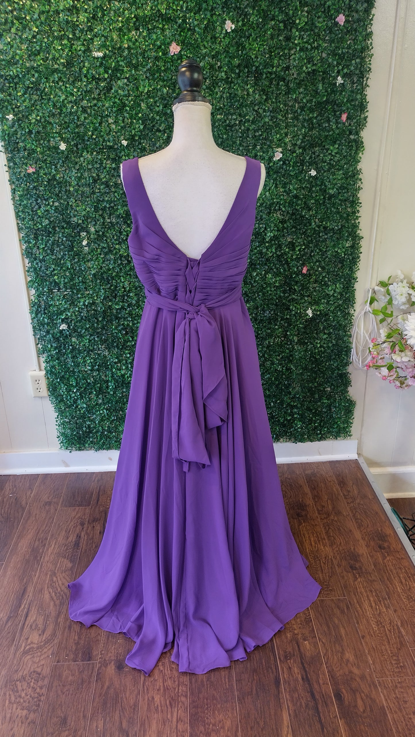 Dark purple chiffon bridesmaids dress