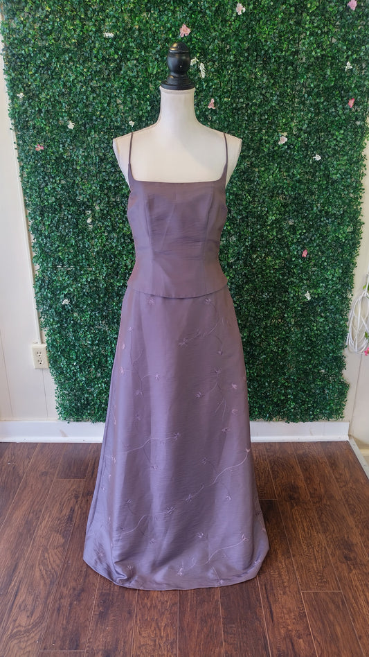 Belsoie collection purple floral formal dress