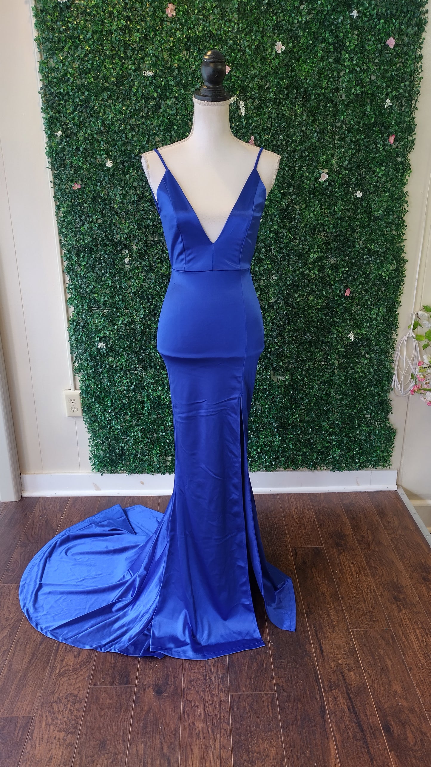 Royal blue satin couture