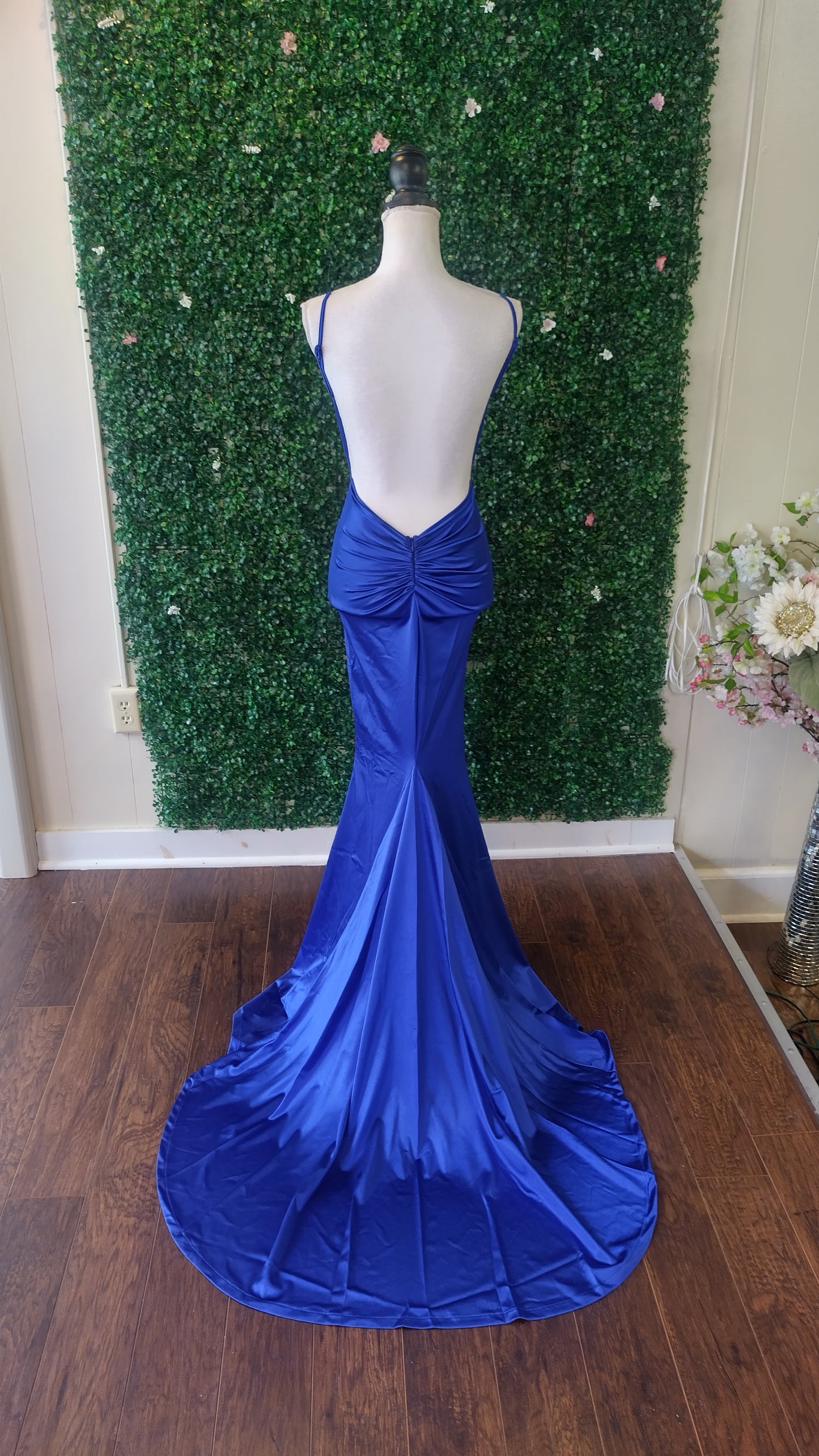 Royal blue satin couture