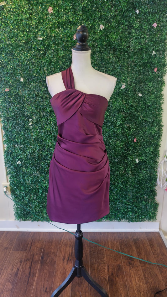 One shoulder purple cocktail dress