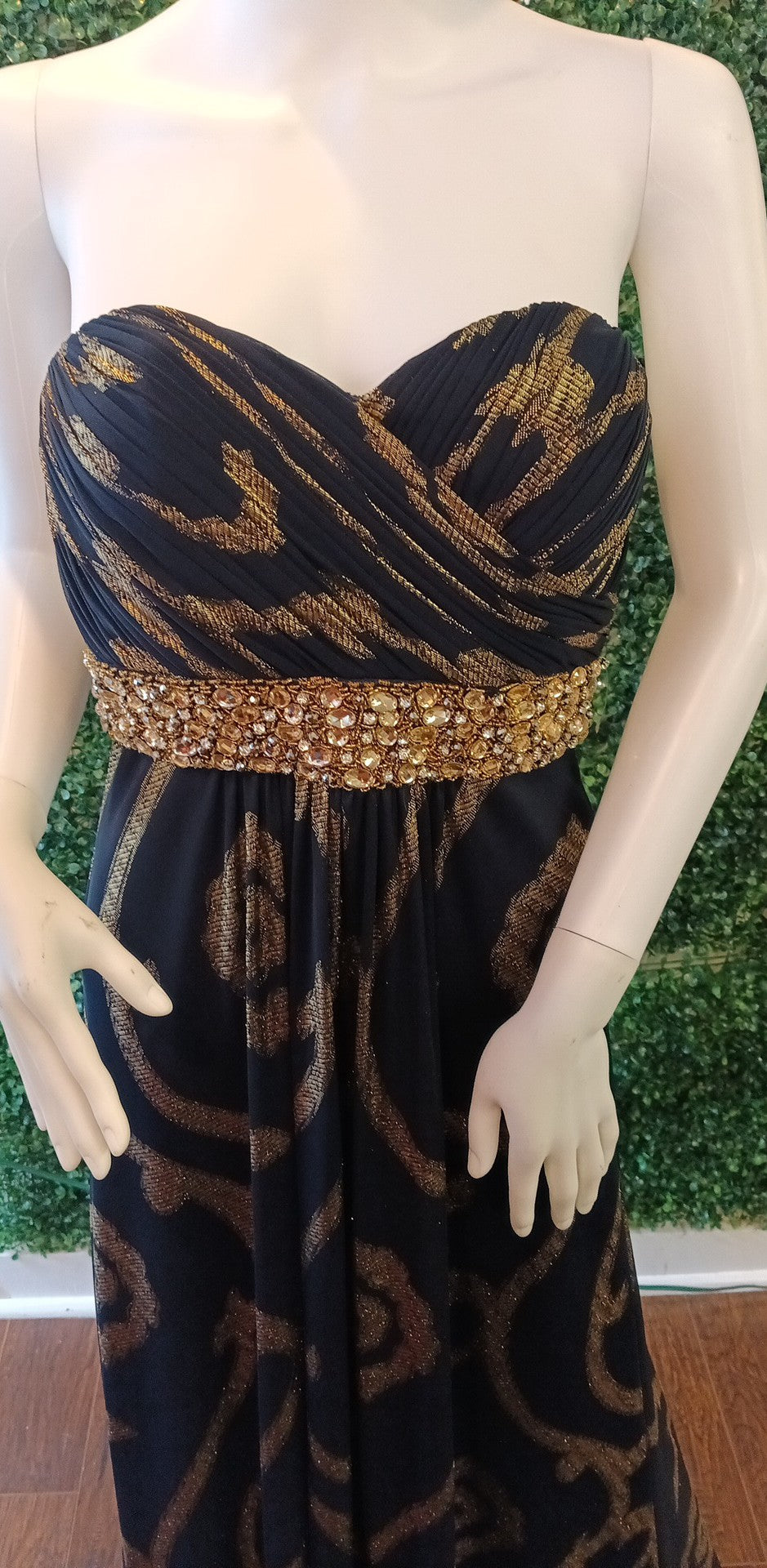 Black gold sweetheart prom dress