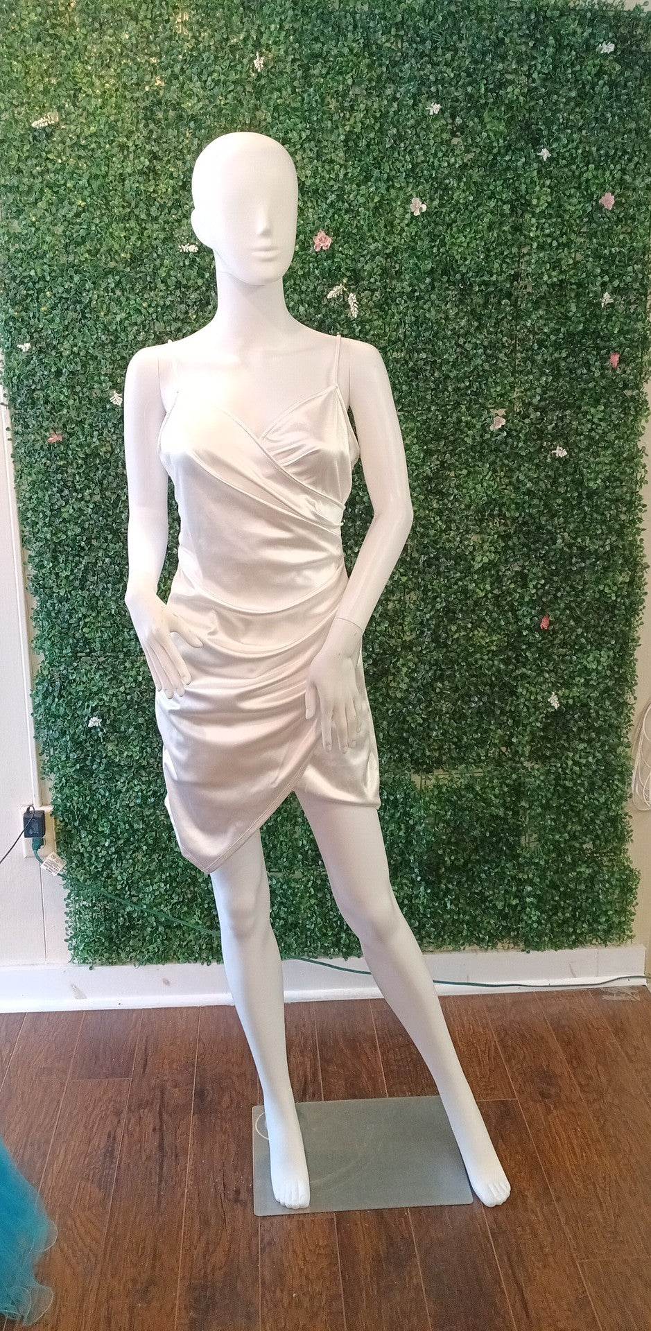 White Satin Bodycon Dress