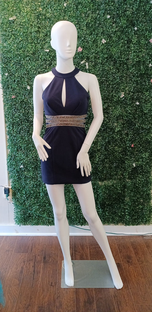 Navy Blue halter hoco dress