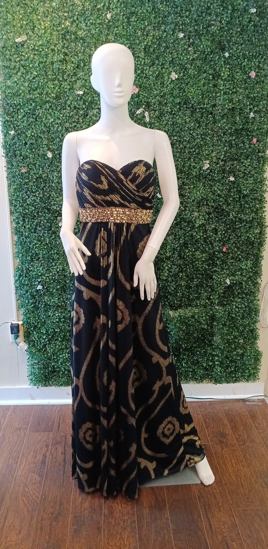 Black gold sweetheart prom dress