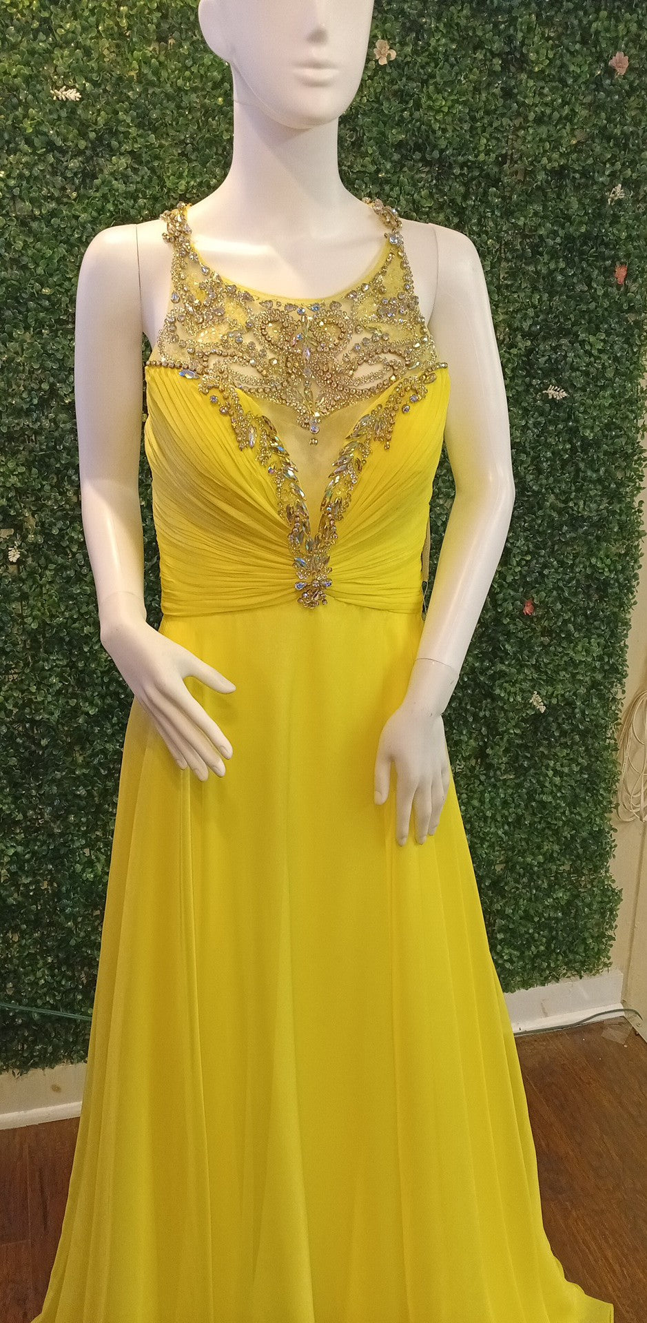 Rachel Allan Yellow Chiffon Dress