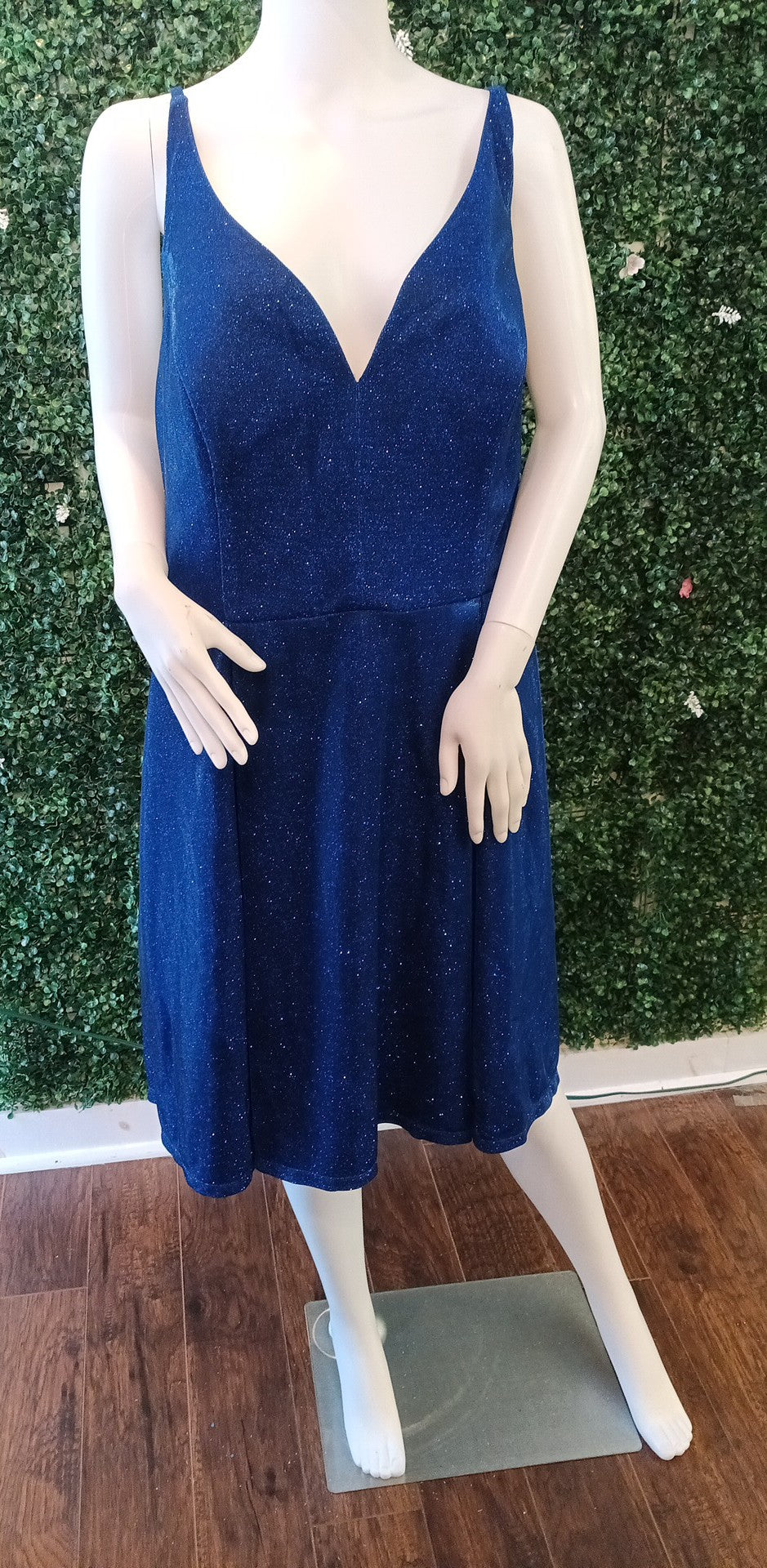 Plus size sparkly royal blue fit and flare