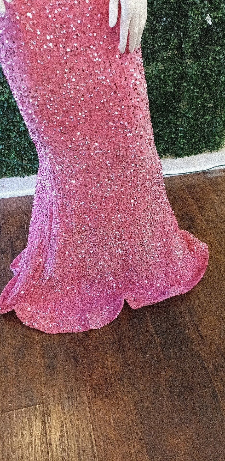 Baby pink sequin mermaid prom dress