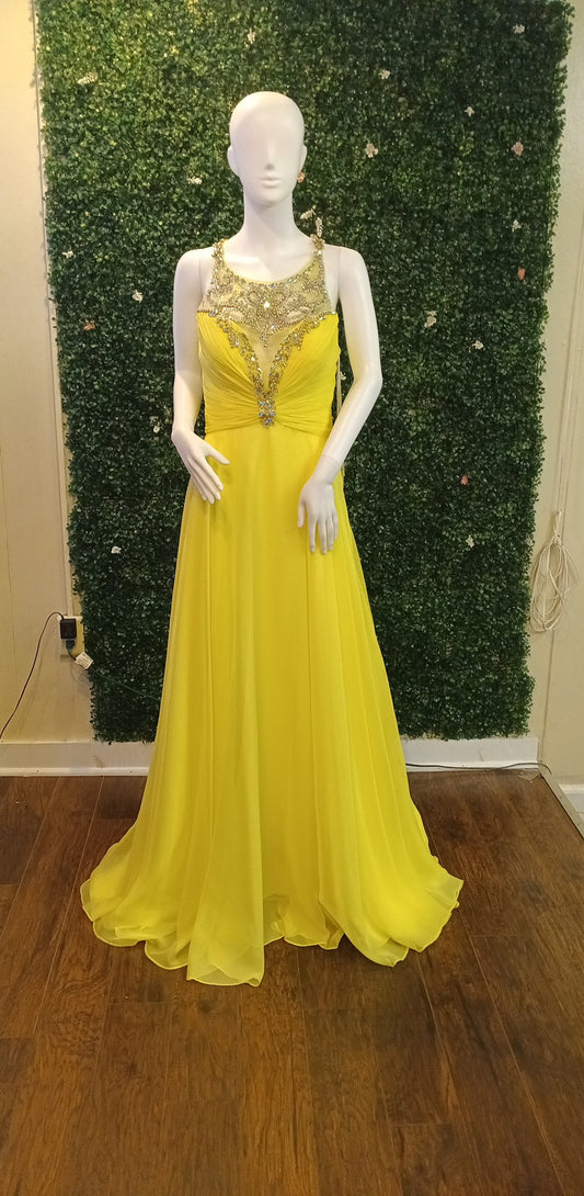 Rachel Allan Yellow Chiffon Dress