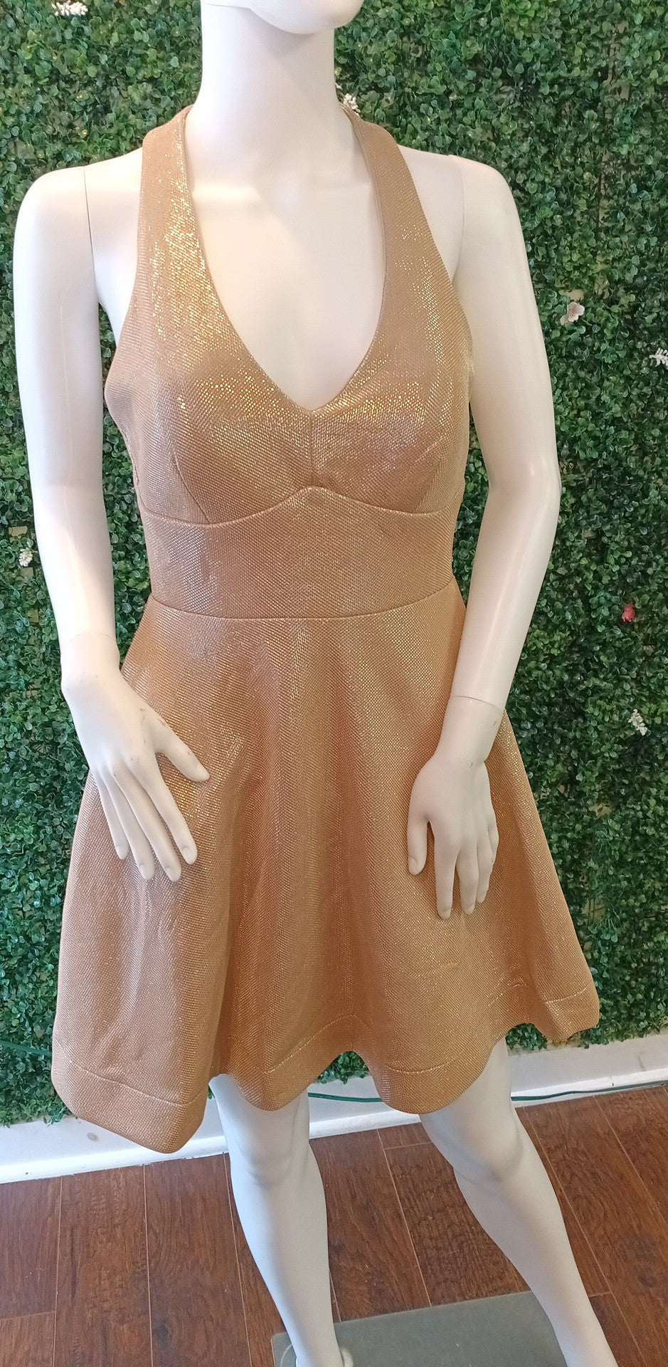 Teeze me gold fit and flare dress