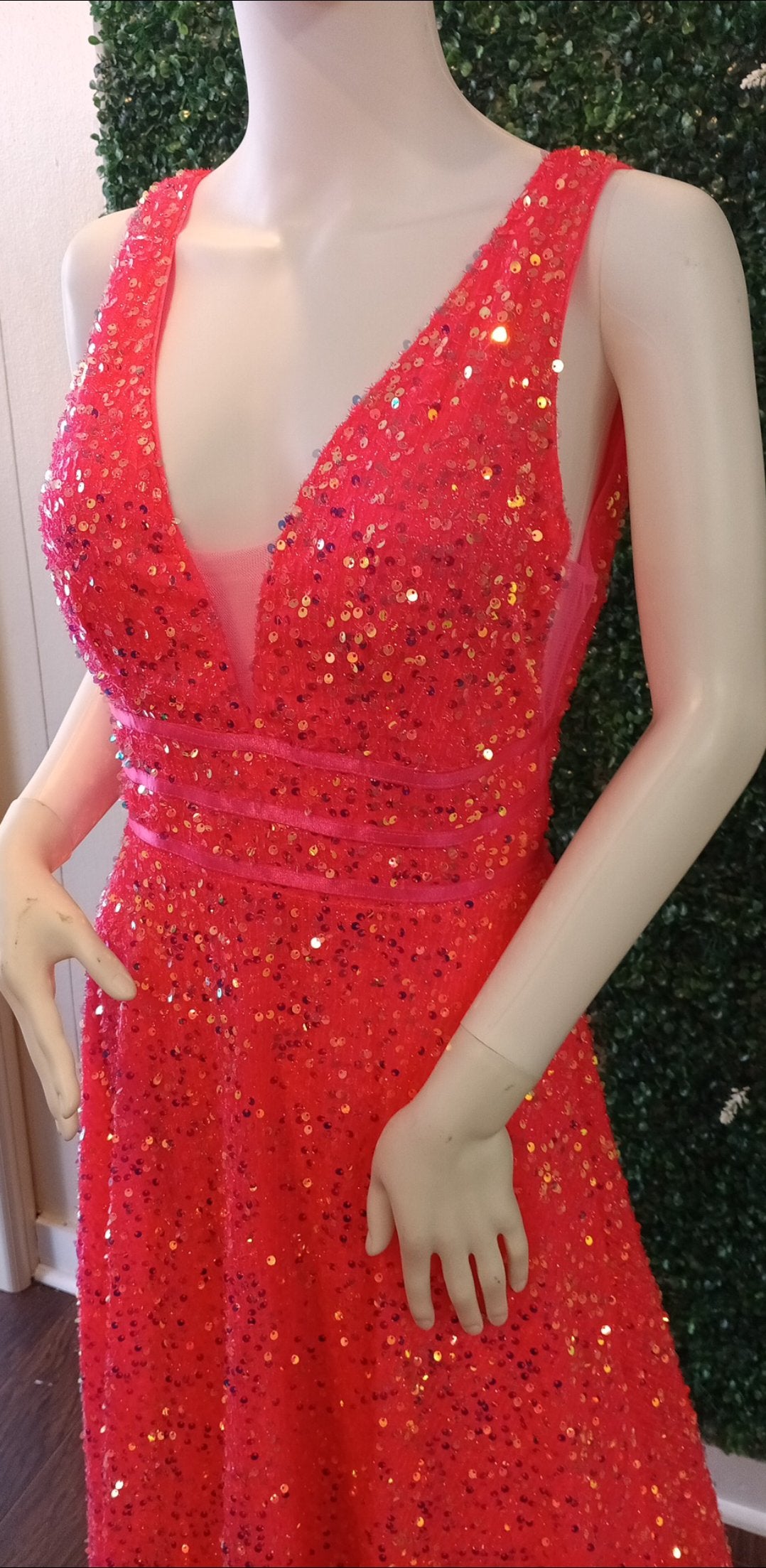 Hot pink sparkly sequin prom dress