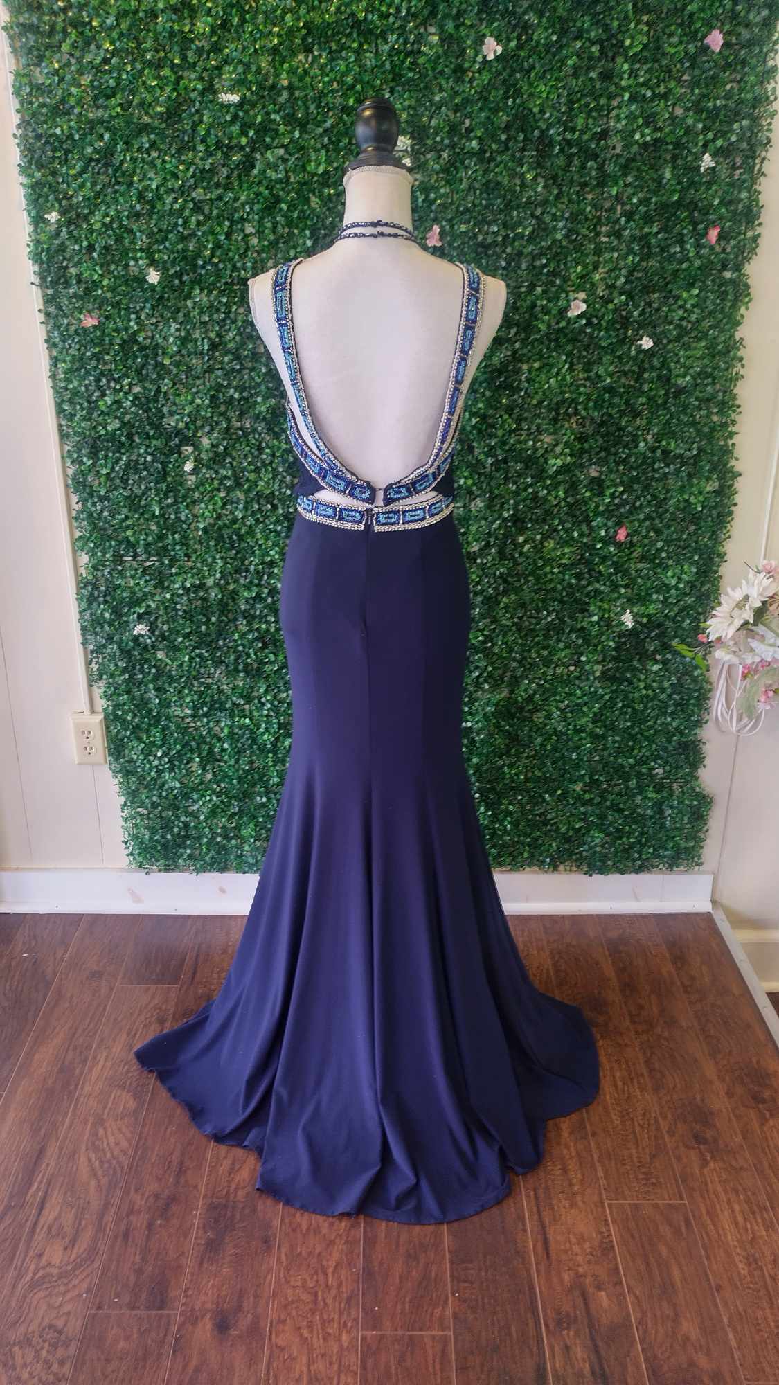 Rachel Allan navy blue 2 piece prom dress