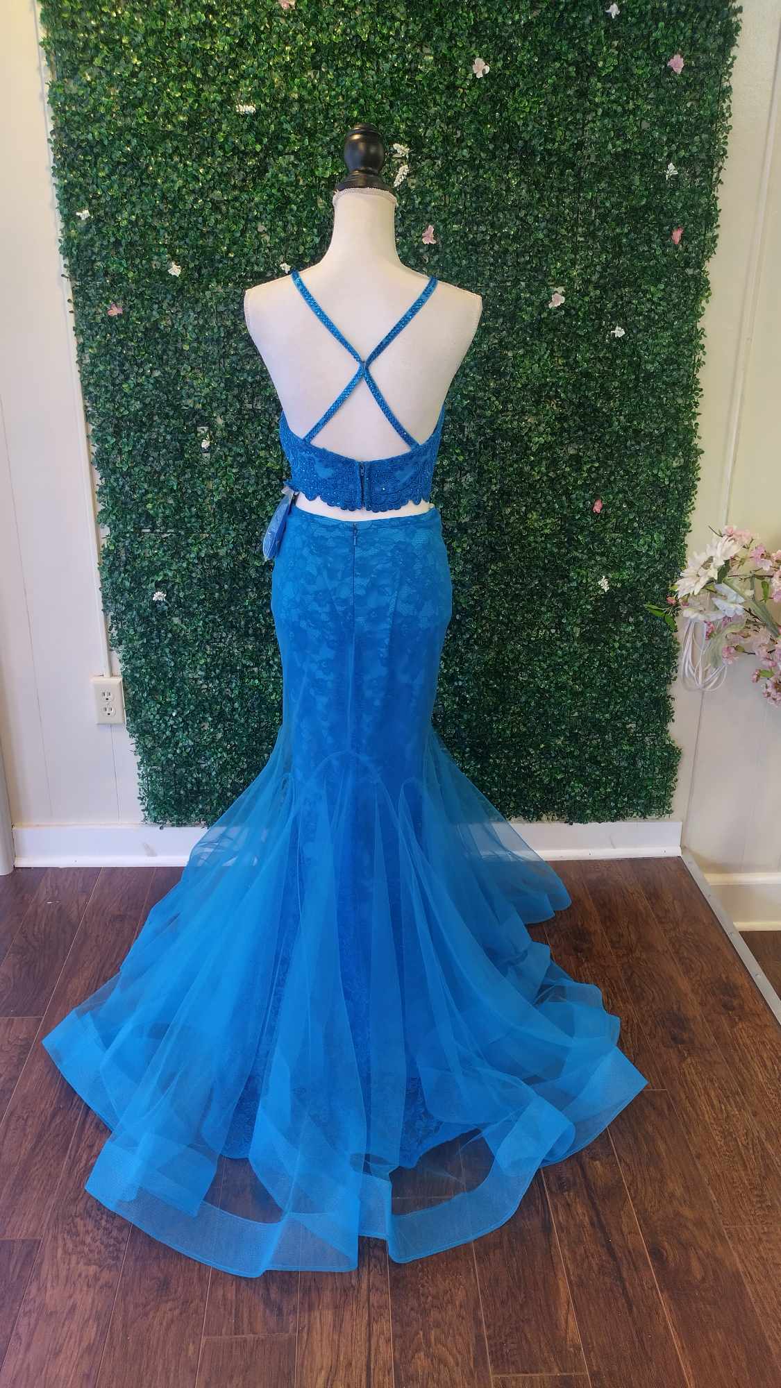 Blush collection ocean blue 2 piece mermaid prom dress