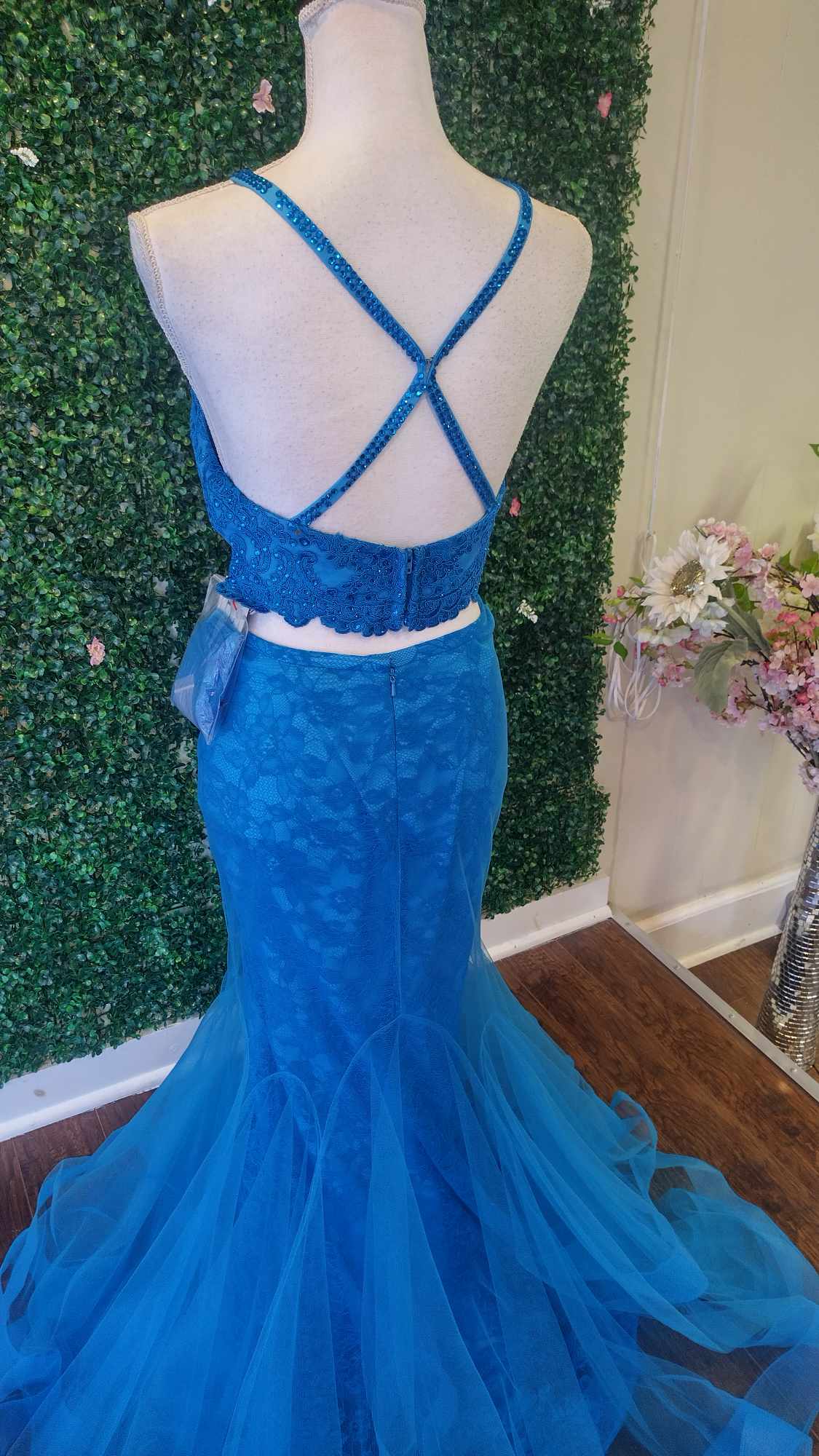 Blush collection ocean blue 2 piece mermaid prom dress