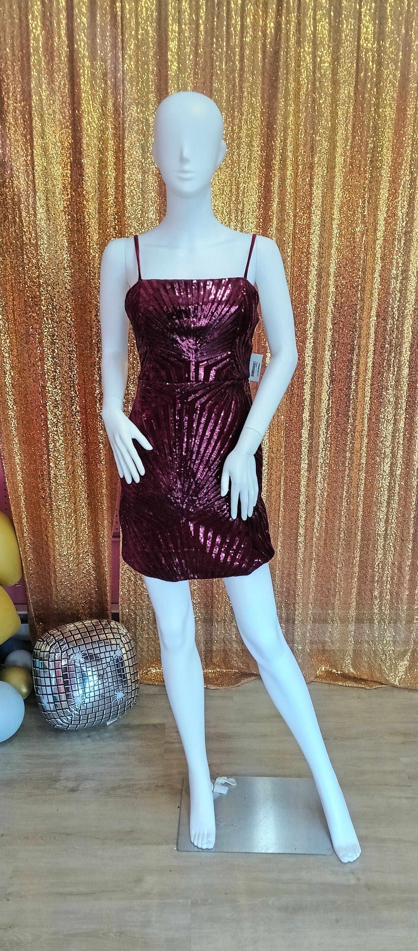 Burgundy sequin hoco